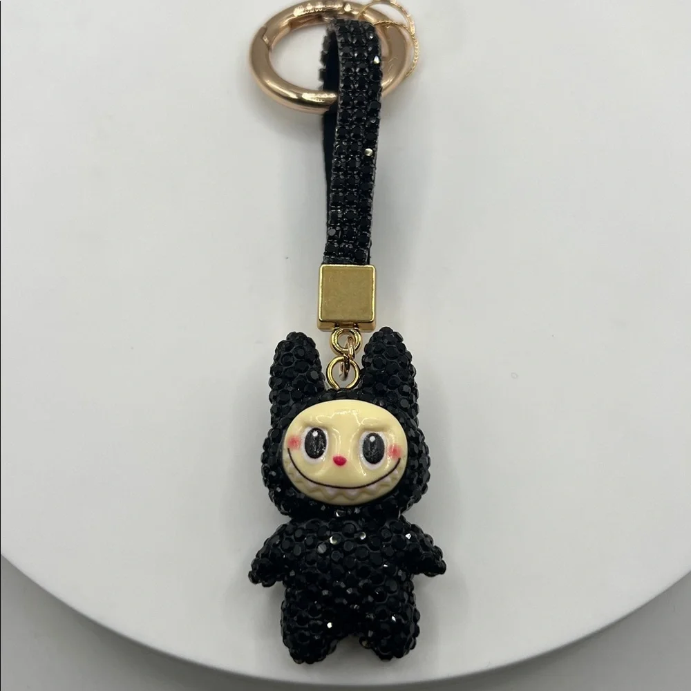 426. Black Rhinestone Labubu Keychain